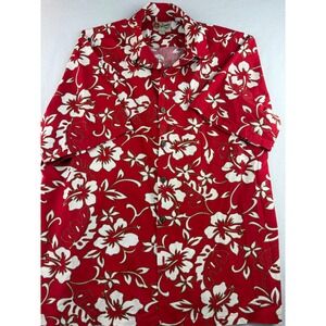 Hilo Hattie The Hawaiian Original‎ Shirt Mens XL Red Floral Aloha Camp